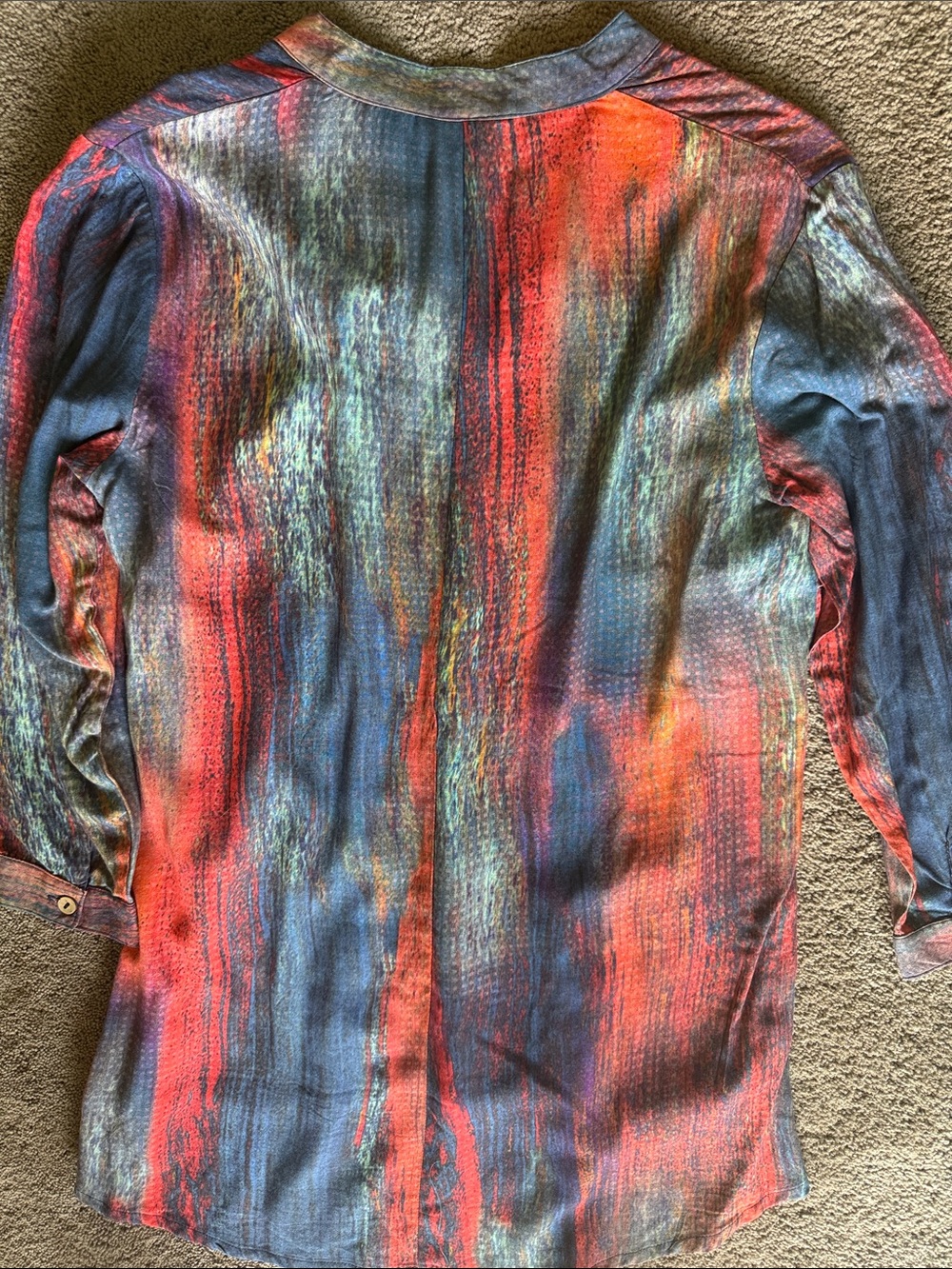 Abstract Striped Pullover Tunic in Orange, Blue & Green. SKU 419 - Picture 6 of 6